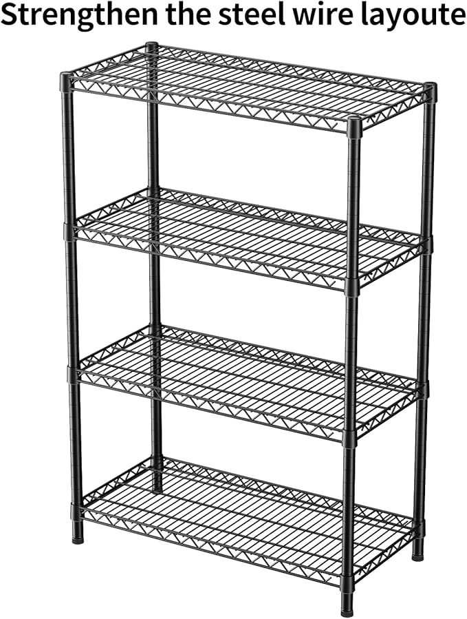 SINGAYE 4 Shelves Wire Storage Shelf 1400LBS Heavy Duty Storage Shelving Unit Metal Organizer Wire Rack Shelving 18" Dx36 Wx59 H Black