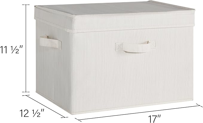 StorageWorks Closet Storage Bin with Lids, Decorative Storage Boxes with Handles, Fabric Storage Bins for Clothes, Jumbo, Mixing of Beige, White & Ivory, 2-Pack