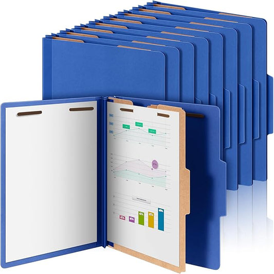 Skyygemm 24 Pcs Classification Folders Letter Size, 1 Divider Pressboard File Folder with Fasteners, Expanding File Organizer Bulk for School Teachers, Office Employee, Coworker, Staff (Dark Blue)
