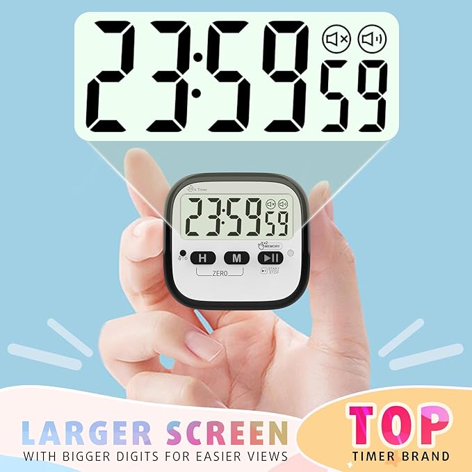 AyayaBoss 2-Pack Magnetic Kitchen Timers for Cooking, Digital Stop Watch Countdown Timer for Kids, Teachers, Classroom, Office, Exercise - Battery Included