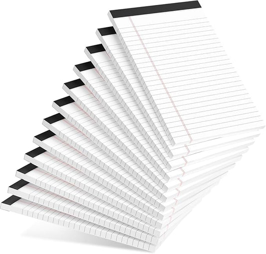 AILZFEI 12pcs Small Note Pad 5x8 College Ruled White Legal Pads Paper Notepads 12 Pack Study Back Writing Pads 5 x 8 Legal Pads Perforated Narrow Ruled Pads of Paper White