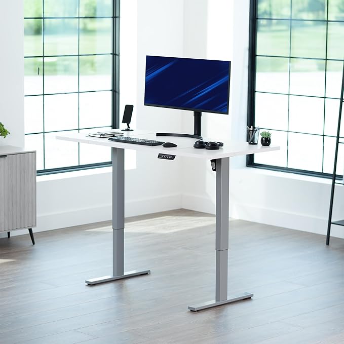 VIVO Electric 60 x 30 in Standing Desk, Memory Height Adjustment, 1B Series, Holds 220 lbs, White Top Gray Frame, DESK-KIT-1G6W-30