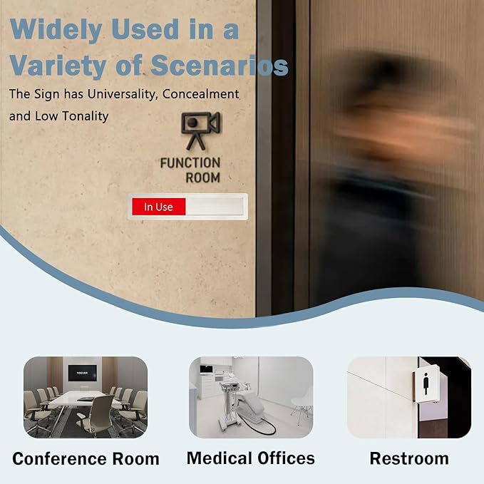 in Use or Available Sign,In Use Available Sign for Home Office Hotles Hospital Restroom, Vacant Occupied Slider Door Status Tells Whether Room in Use or Available,7'' x 1.5'' - Stainless Steel,Silver