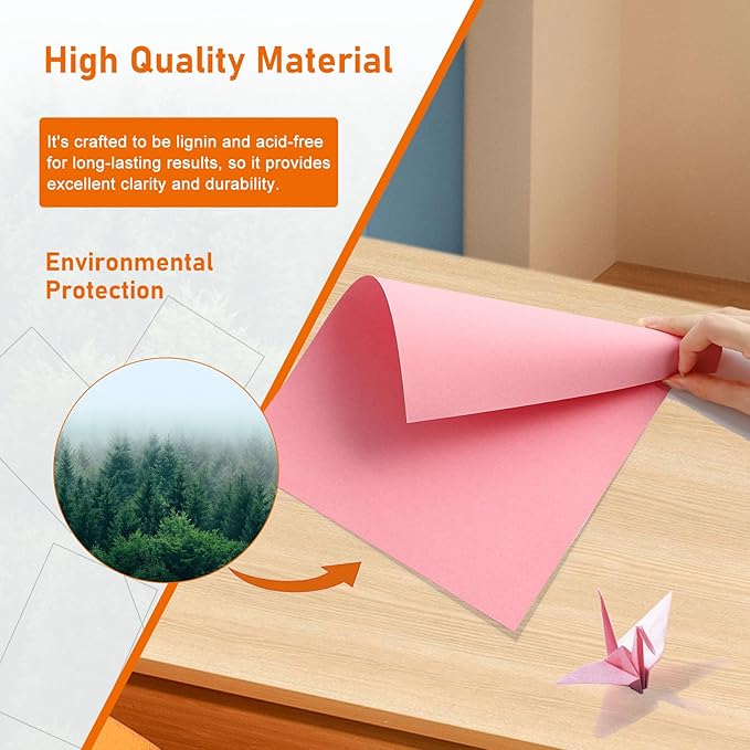 Guakicae 32 Sheets Pink Cardstock 8.5 x 11 Printer Paper, 80lb Premium Paper Card Stock for DIY Cards Making, Scrapbooking, Invitations, Thank You Cards, Anniversary