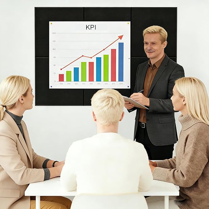 Large Cork Board, Black Bulletin Board 36"x 24", 6 Pack Felt Wall Tiles with 35 Pcs Pushpins, Pin Boards for Office, Home & Classroom
