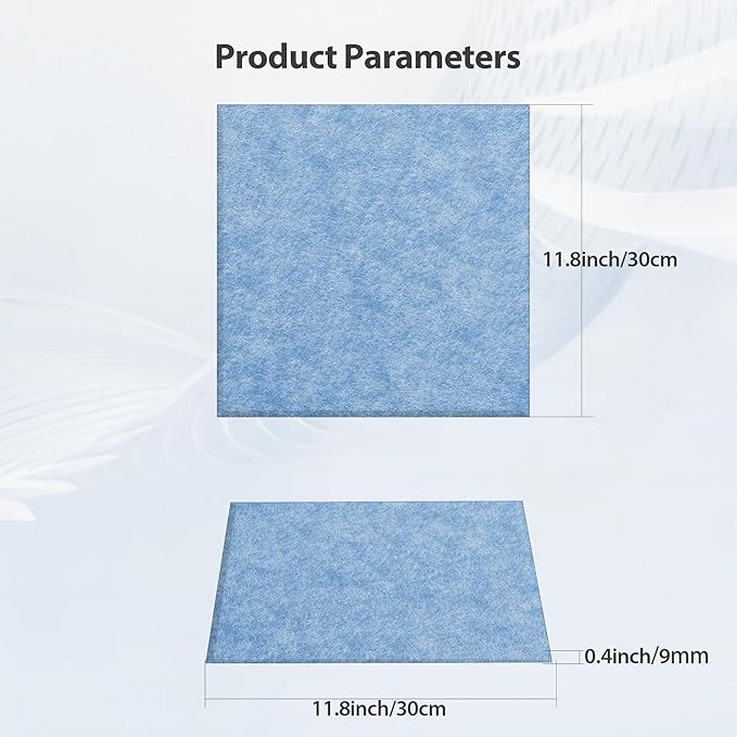 Amantech 12 Pack Acoustic Panels Self Adhesive Sound Proof Foam, High Density Sound Acoustic Panel, 12X12X0.4 Inch Square Panels in Home, Office, Reccording Room, Studio,and more(Light Sky Blue)
