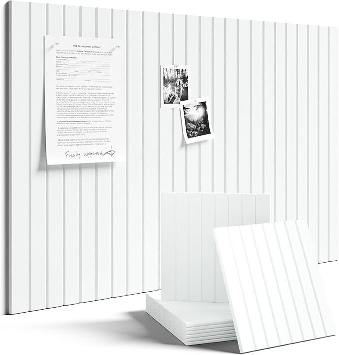 Large Felt Bulletin Board 36"x24" Cork Board Alternative - 6 Pack with 40 Safe Removable Adhesive Tabs, Cork Boards for Walls for Home Office Classroom Pin Board-Cold White