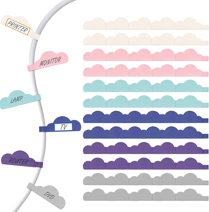 Nearockle 60Pcs Cable Labels for Organizing Wires and Identification, Upgraded Large Size Cord Labels for Electronics Cable Management, Write on Cord Tags-Multicolor