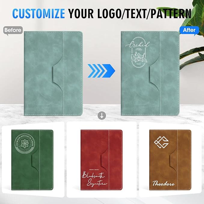 ENOMY Personalized Notebook Set with 10 PC Pens Lined A5 Custom Journal for Writing Men Women Custom Notebook Ideal Friend Girlfriend Gift, Green