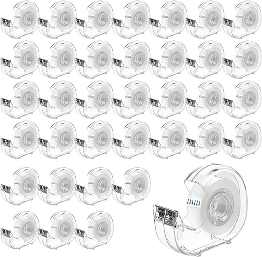 JEFURE 36 Pcs Transparent Tape with Dispenser, 0.7 in x 1000 in Clear Tapes and Refillable Dispensers, Office Tape Rolls with Dispenser Bulk for Craft Jobs, Gift Wrapping, Repairing, Home and School