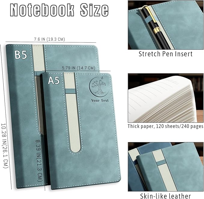 Bliver Personalized Leather Journal Custom Notebook Customized Engraved Journal Gift for Friends, Coworker,Graduation,Teacher