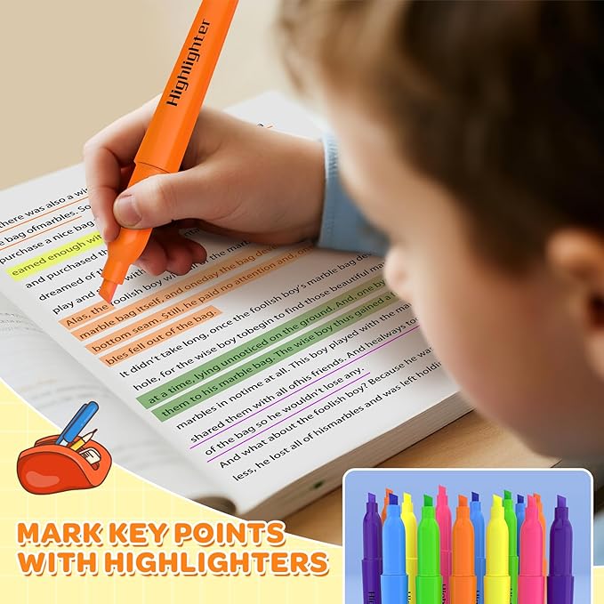 JSDOOGOO 150 Pack Highlighters Assorted Colors Bulk - Chisel Tip No Bleed Dry-Quickly Markers Set for Office Classroom Supplies, Back to School Gifts for Students Teachers