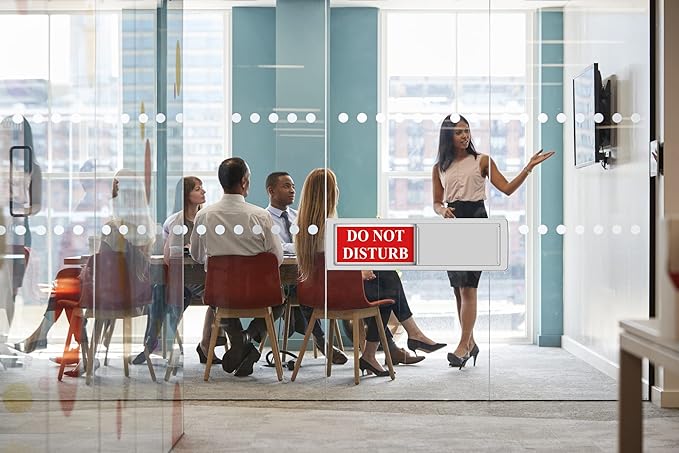 Magnetic Do Not Disturb Sign - Privacy Slider Door Hanger with Non-Scratch Surface, Reversible Indicator for Home Office, Restroom, Hotel, Hospital, Conference Room， 7"x2" Silver.