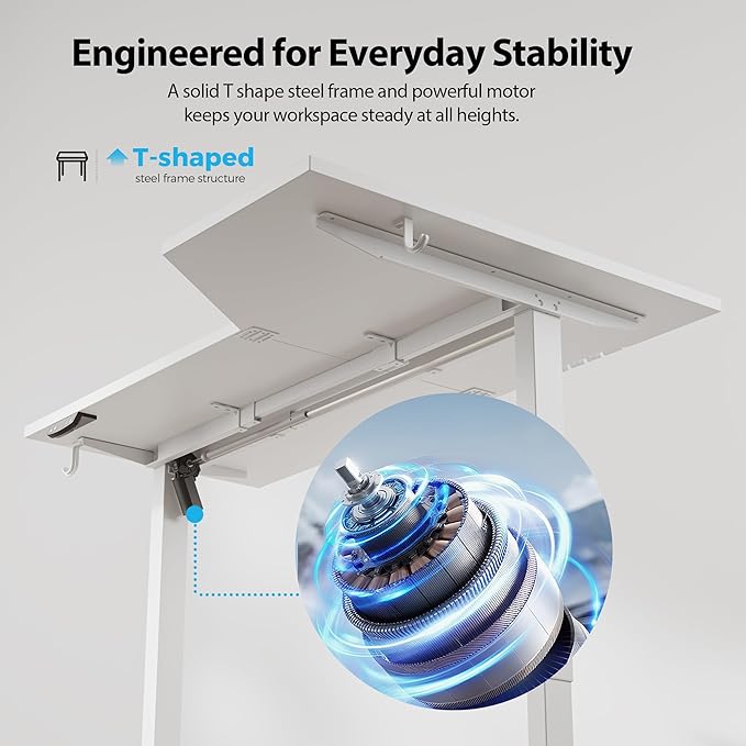 Agilestic Electric Standing Desk, L-Shaped 55 Inches Height Adjustable Desk, Sit and Stand up for Work Office Home, Ergonomic Rising Computer Table for Home Office with Splice Board, White