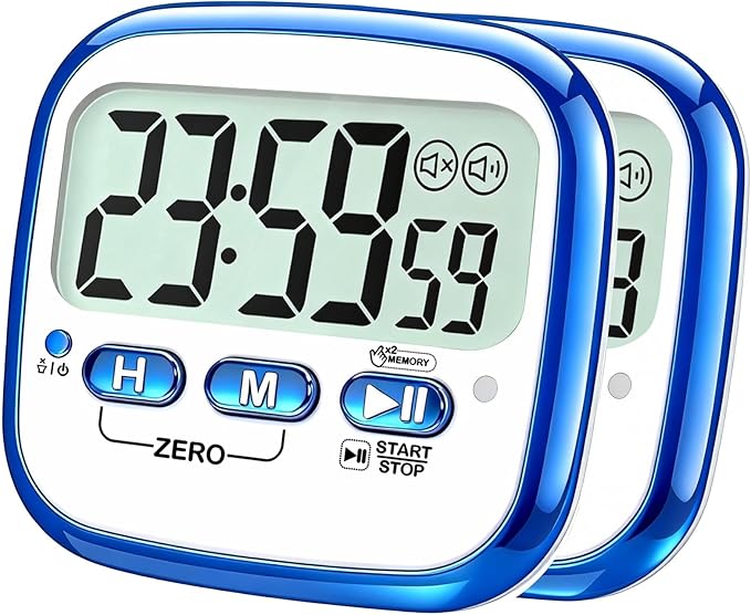 AyayaBoss 2-Pack Magnetic Kitchen Timers for Cooking, Digital Stop Watch Countdown Timer for Kids, Teachers, Classroom, Office, Exercise - Battery Included