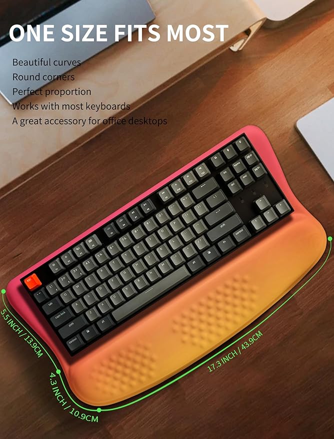 KUOSGM Ergonomic Wave Wrist Rest with Keyboard Stand, Cushioned Palm Rest, Comfortable Integrated Memory Foam for Natural Typing and Relieve Wrist Pain, Sunrise Morning Light