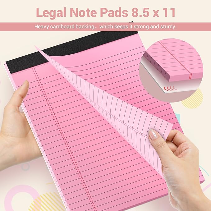 Roneky Legal Pads 8.5 x 11 Colored Note Pads, 2 Pack Notepads 8.5 x 11 Lined Paper, Colored Notebook Paper Writing Pads 30 Sheets per Colored Paper Pads for Purple Legal Pads Home Office School