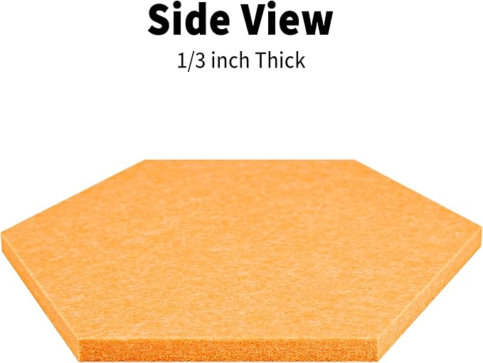 12'' Medium Hexagon Cork-Bulletin Board Tiles Frameless 10 Pack Adhesive Removable Felt Corkboard Decorative Prayer-Vision Board for Home-Office Wall Decor, Hex Tack Pinboard with 30 Pushpins