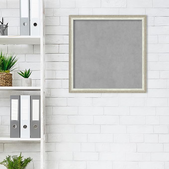 Amanti Art Silver Framed Magnetic Board 22x22 Medium Vision Board for use with Magnets, 100% Metal Sheet to Display Items as Office Decor or for Home Organization in mudroom, Kitchen or Kids Room