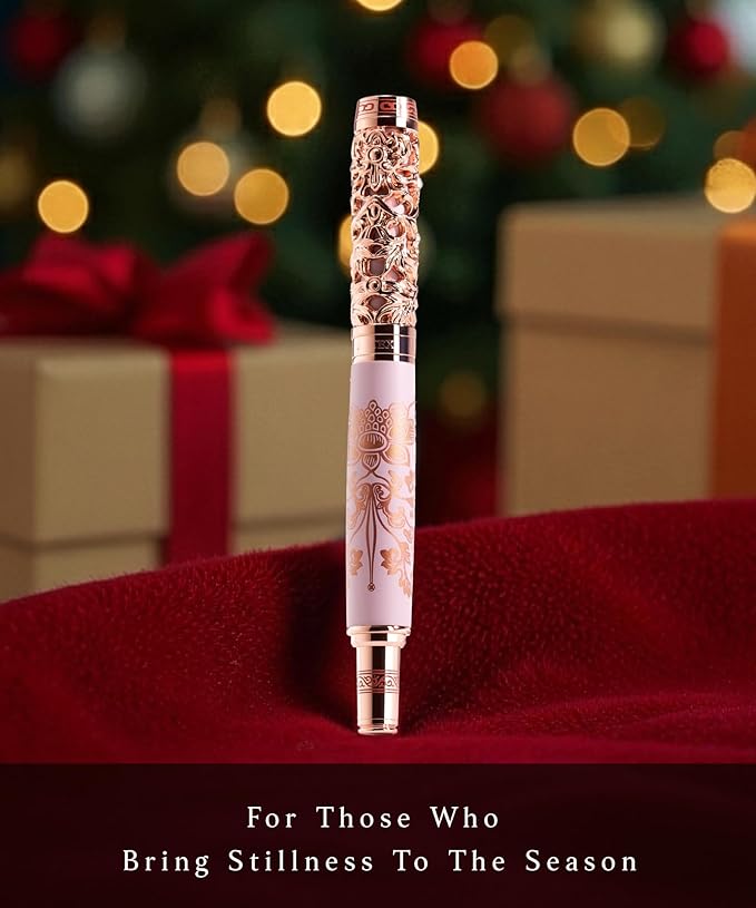 ARTEX Luxury Fountain Pen Set With Stand - Museum Art Collections - Crafting Timeless Beauty - the Best Gift & Office Desk Decor, German SCHMIDT Fine Nib, Solid Metal & Marble Texture