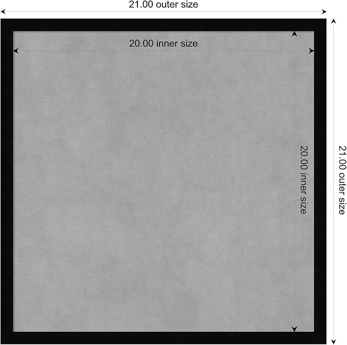 Amanti Art Black Framed Magnetic Board 21x21 Medium Vision Board for use with Magnets, 100% Metal Sheet to Display Items as Office Decor or for Home Organization in mudroom, Kitchen or Kids Room