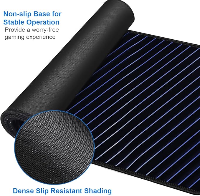 Gaming Mouse Pad, 31.5x15.7 inch Large Extended Computer Keyboard Mouse Mat, Water Resist Non-Slip Mousepad Rubber Base Long XXL Desk Mouse Pad for Work & Gaming, Office & Home, Blue line