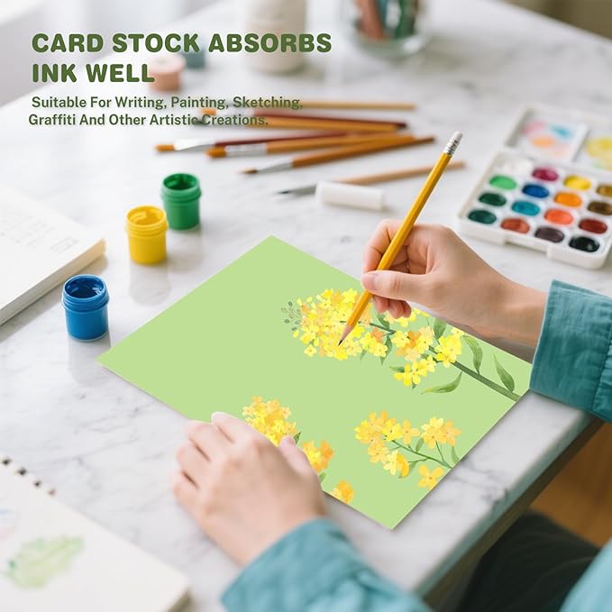 Cardstock 8.5 X 11, 40 Sheets Light Green Card Stock, 75lb/ 200gsm Pale Green Copy and Printer Paper For Art, Drawing, Invitations, DIY Cards, Watercolor, Craft, Construction, School & Office Supplie