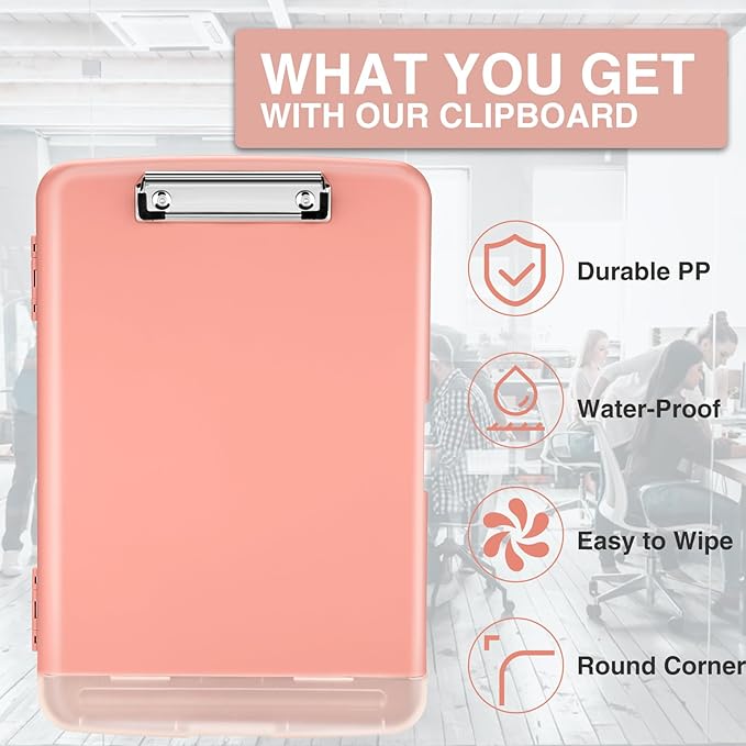 Sooez Clipboard with Storage, High Capacity Nursing Clip Board 8.5 x 11 with Pen Holder & Low Profile Clip, Plastic Clipboards Case Box, Teacher Must Haves School Office Supplies,Letter Size/ A4