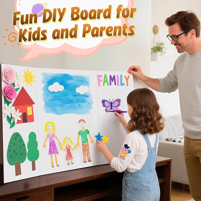 8 PCS Trifold Poster Board- Large 40" x 28" Tri Fold Display Board Hard & Thick White Presentation Cardboard for Science Fair, School Projects, and Business Presentations Supply