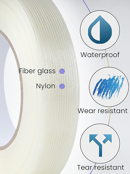 Lichamp Fiberglass Tape 1 inch, 2 Pack 60 Yards (120 Total Yards) Filament Tape Nylon Fiber Glass Tapes