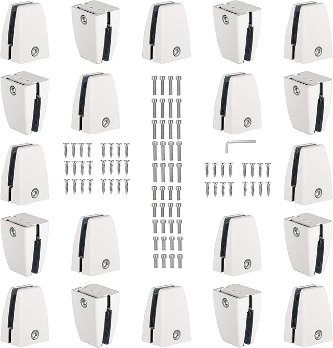 KSWLOR 20 PCS Office Desk Partition Support Bracket,Desk Divider Clamp Brackets Shelf Clip Clamp Holder Screen Clip Holders,Desk Privacy Screen Clips Clamps Sneeze Guard Bracket Support 0-1/2" Panel