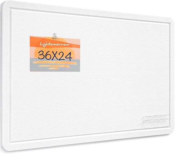 Bulletin Board, 36 x 24 inches Felt Board - Decorative Pin Board, Cork Board Alternative for Wall, 3' x 2' Foldable Self-Adhesive Vision Board Prayer Board with 20 Pushpins - White