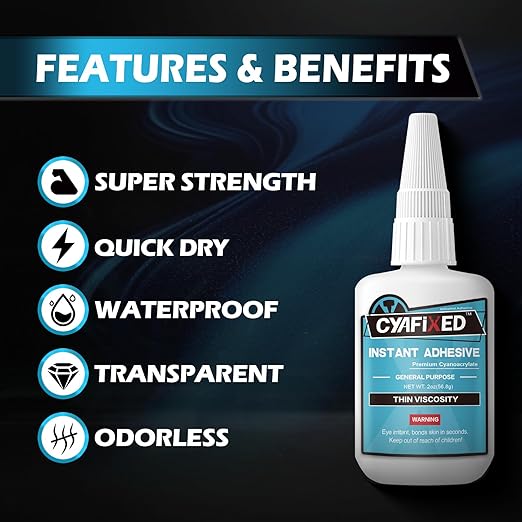 Thin Super Glue Liquid, 56.8 Gram (2 oz) Super Fast CA Glue with Anti-Clog Cap & Microtips, Instant Clear Cyanoacrylate Adhesive for Woodworking Woodturning 3D Printing Plastic PLA Ceramic Shoe Model