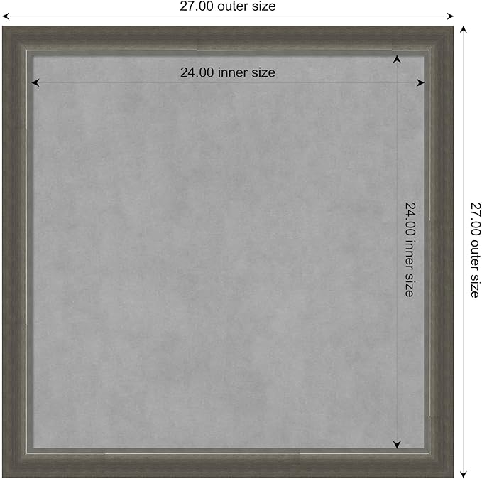 Amanti Art Silver Framed Magnetic Board 27x27 Medium Vision Board for use with Magnets, 100% Metal Sheet to Display Items as Office Decor or for Home Organization in mudroom, Kitchen or Kids Room