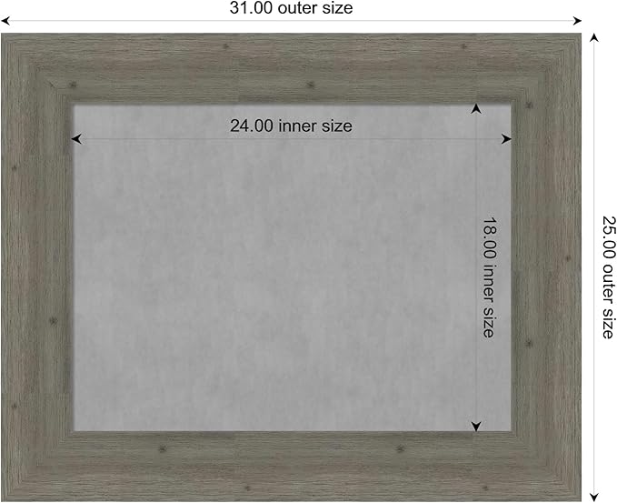 Amanti Art Grey Framed Magnetic Board 25x31 Medium Vision Board for use with Magnets, 100% Metal Sheet to Display Items as Office Decor or for Home Organization in mudroom, Kitchen or Kids Room