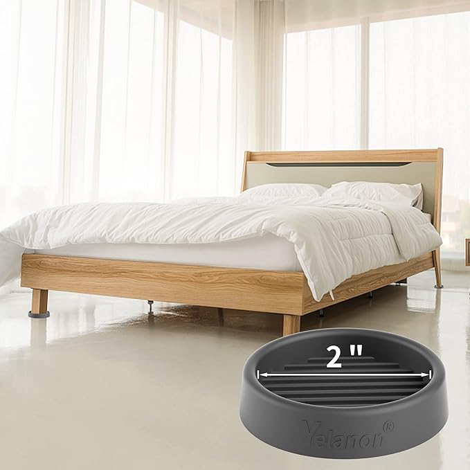 Yelanon Furniture Coasters - 8 Pcs 2”Round Furniture Caster Cups - Non Slip Pads Hardwood Floors Non Skid Grippers Rubber Furniture Feet - Anti Slide Floor Protector for Bed Couch Stoppers Black
