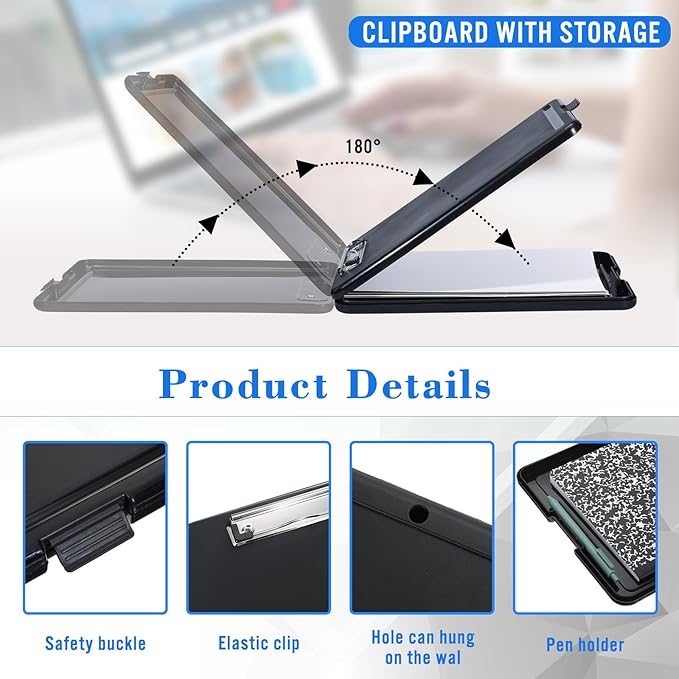 Ireer 12 Pcs Plastic Clipboard with Storage Heavy Duty Portable Writing Boards for 150 Sheet A4 Paper with Pen Holder Large Capacity Clipboards for Nurse Teacher Student Classroom Office (Deep Color)