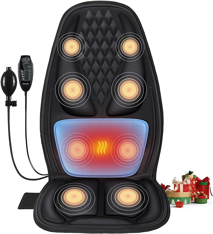 comrelax Back Massager for Chair with 8 Motors, Massage Chair Pad, Seat Massager with Lumbar Support,Heating Pad for Home/Office/Wife/Husband/Christmas