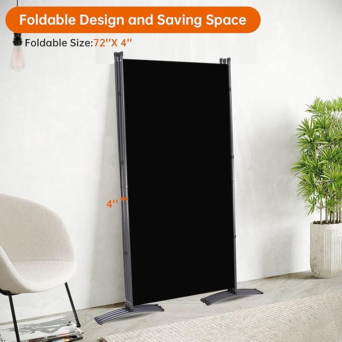 Room Divider 6FT Folding Privacy Screens, 4 Panel Partition Room Dividers w/Freestanding Design, Portable Wall Divider for Room Separtation, Fabric Screen Panel for Home Office Bedroom Dorm