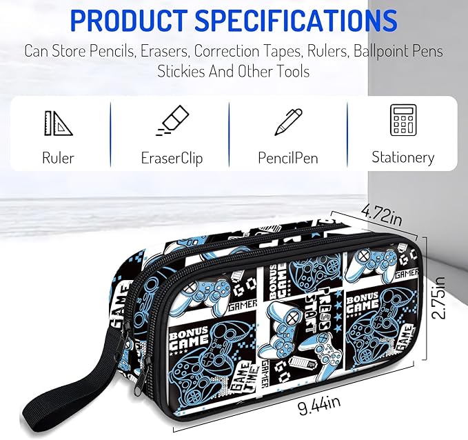 Fitvc Large Pencil Case for Boys,Gamer Boys Pencil Pouch for Kids Teens School,Large Capacity Pen Box Marker Organizer for School