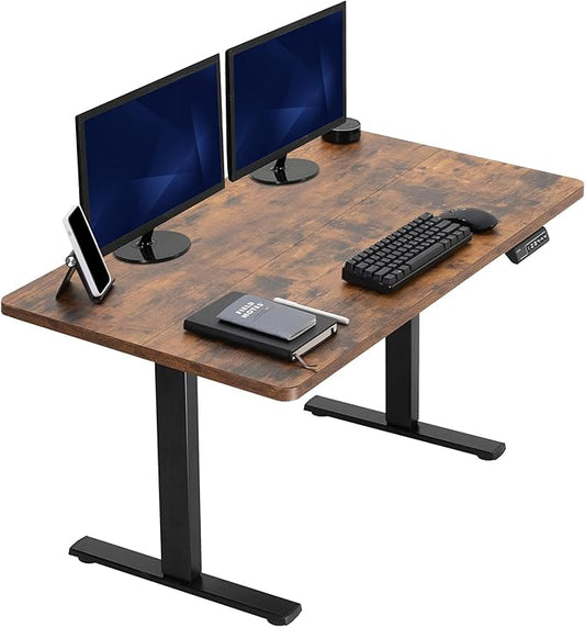 VIVO Electric 43 x 24 in Standing Desk, Memory Height Adjustment, 1B Series, Holds 220 lbs, Rustic Vintage Brown Top, Black Frame, DESK-1B4N