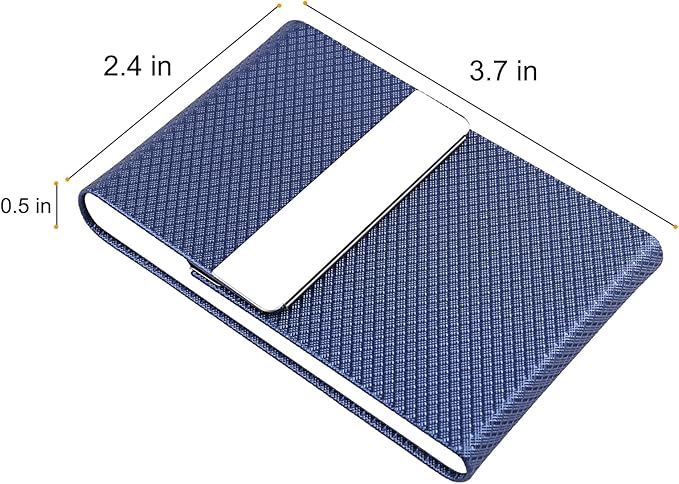 DMFLY Business Card Holder for Women & Men - Multi Card Case, Business & Pocket Card Holder, Credit & Name Card Wallet with Magnetic Closure, Blue-zs
