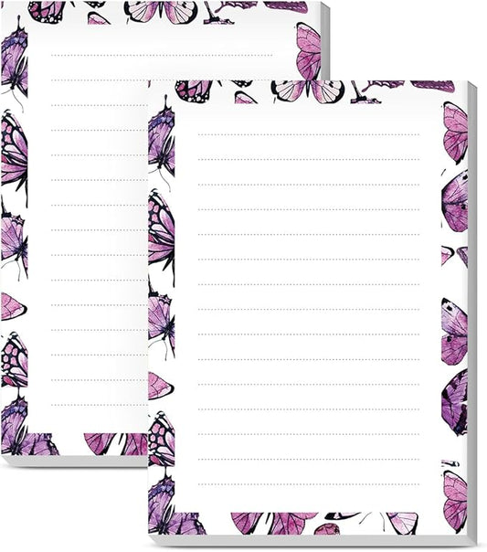 SXboxing Sticky Notes 4X6 Inches, 2 Pack Large Cute Self-Stick Pads, Bright Funny Memo Pads Easy to Stick for Home, Office Purple Butterfly