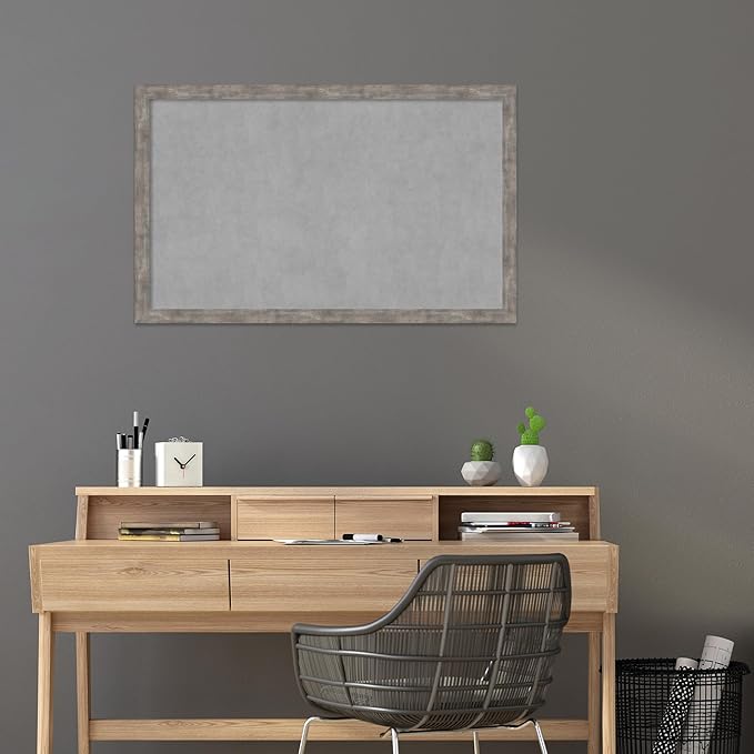 Amanti Art Silver Framed Magnetic Board 27x43 Large Vision Board for use with Magnets, 100% Metal Sheet to Display Items as Office Decor or for Home Organization in mudroom, Kitchen or Kids Room