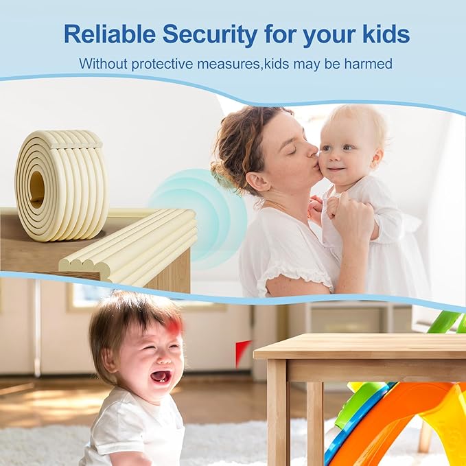 Edge Protector,Baby Proofing Baby Edge Protector Strip Safety,Soft Rubber Foam Padding,Edge Corner Guards Protector Corner Edge Bumpers for Furniture (Coffee Brown, 6.56Ft x 3.15" W x 0.31" Th)