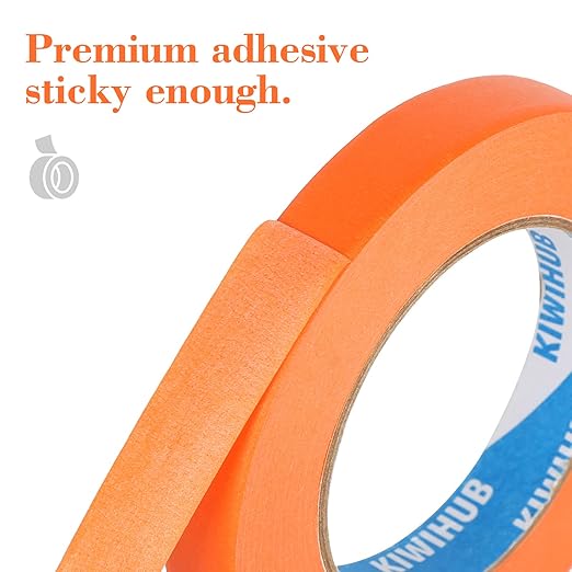 KIWIHUB Orange Painters Tape,1 inch x 60 Yards - Medium Adhesive Masking Tape for Painting,Labeling,DIY Crafting,Decoration and School Projects