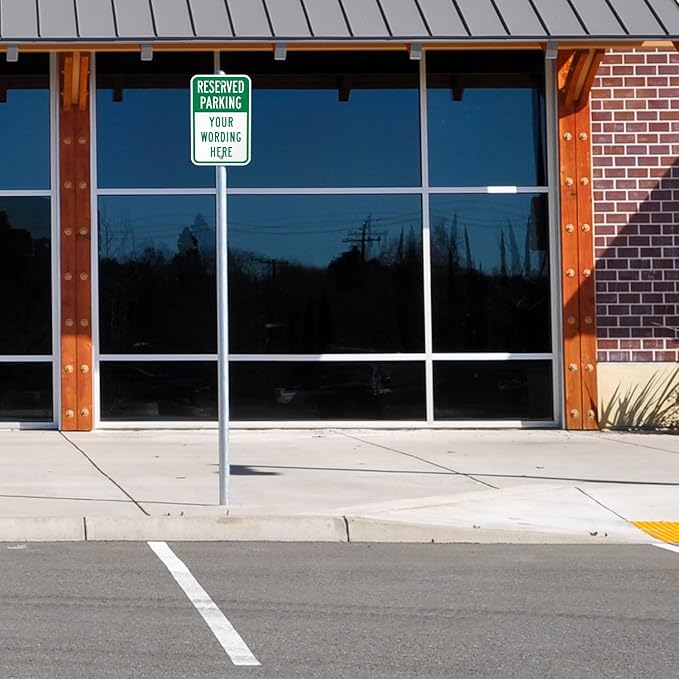 SmartSign 18 x 12 inch “Reserved Parking” Custom Metal Sign - Add Text, 63 mil Aluminum, 3M Laminated Engineer Grade Reflective Material, Green and White, Made in USA