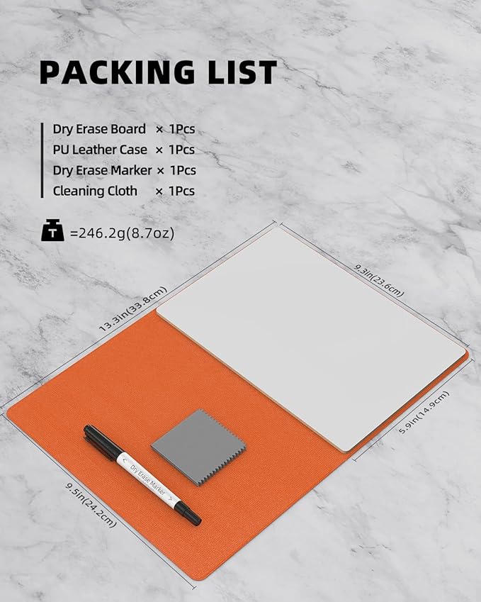 Mehaving Small Dry Erase Board with Stand for Desk, Portable Reusable Desktop Notepad, 9.5 * 6.6in Memo White Board,Office Home Supplies Desk Accessories MH770 (Orange)