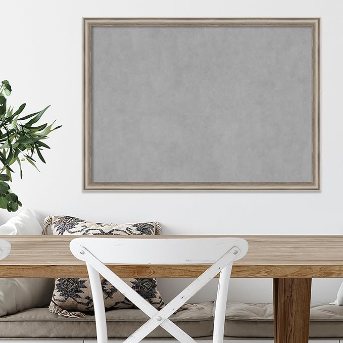 Amanti Art Silver Framed Magnetic Board 22x30 Medium Vision Board for use with Magnets, 100% Metal Sheet to Display Items as Office Decor or for Home Organization in mudroom, Kitchen or Kids Room