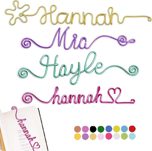 LOFART Custom Bookmarks Personalized Wire Name Bookmark Metal Wire Name Page Markers Personalized Bookmarks Graduation Gifts for Teacher Classmate Book Lovers Bookworm Reader (Style 2)